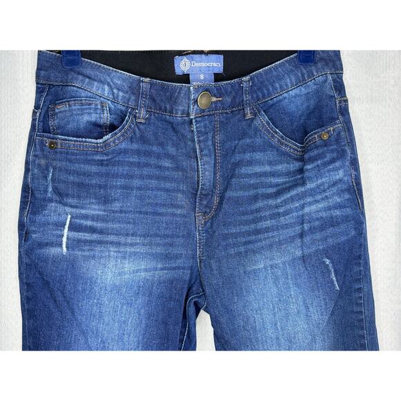 Democracy Jeans Women's 8 AB Solution Stretch Ankle Booty Lift Crop Distressed - Picture 1 of 12